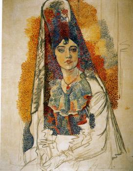 Pablo Picasso : woman in a mantilla